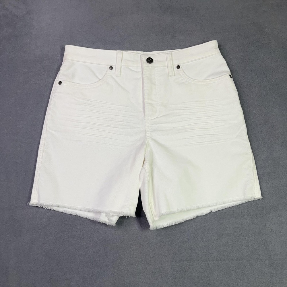 Carve Designs Oahu Hi-Rise 6" Shorts Womens 6 Corduroy White Raw Hem Flaws NWOT